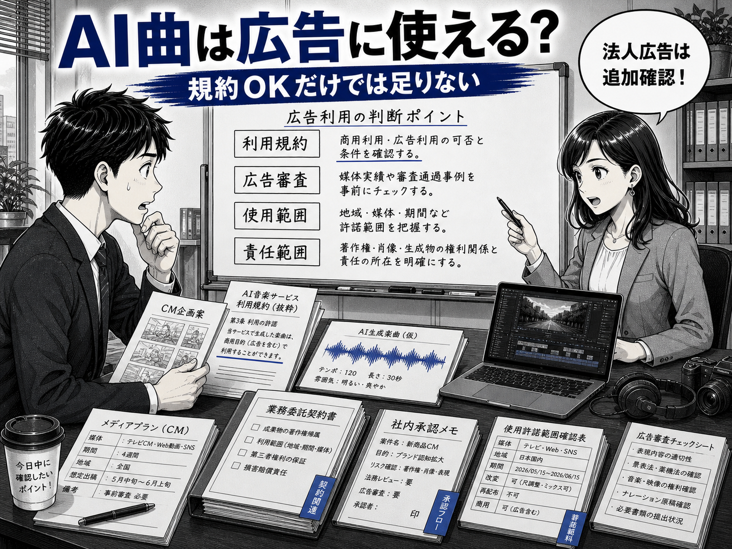 AIで作った曲はCMや広告に使える?