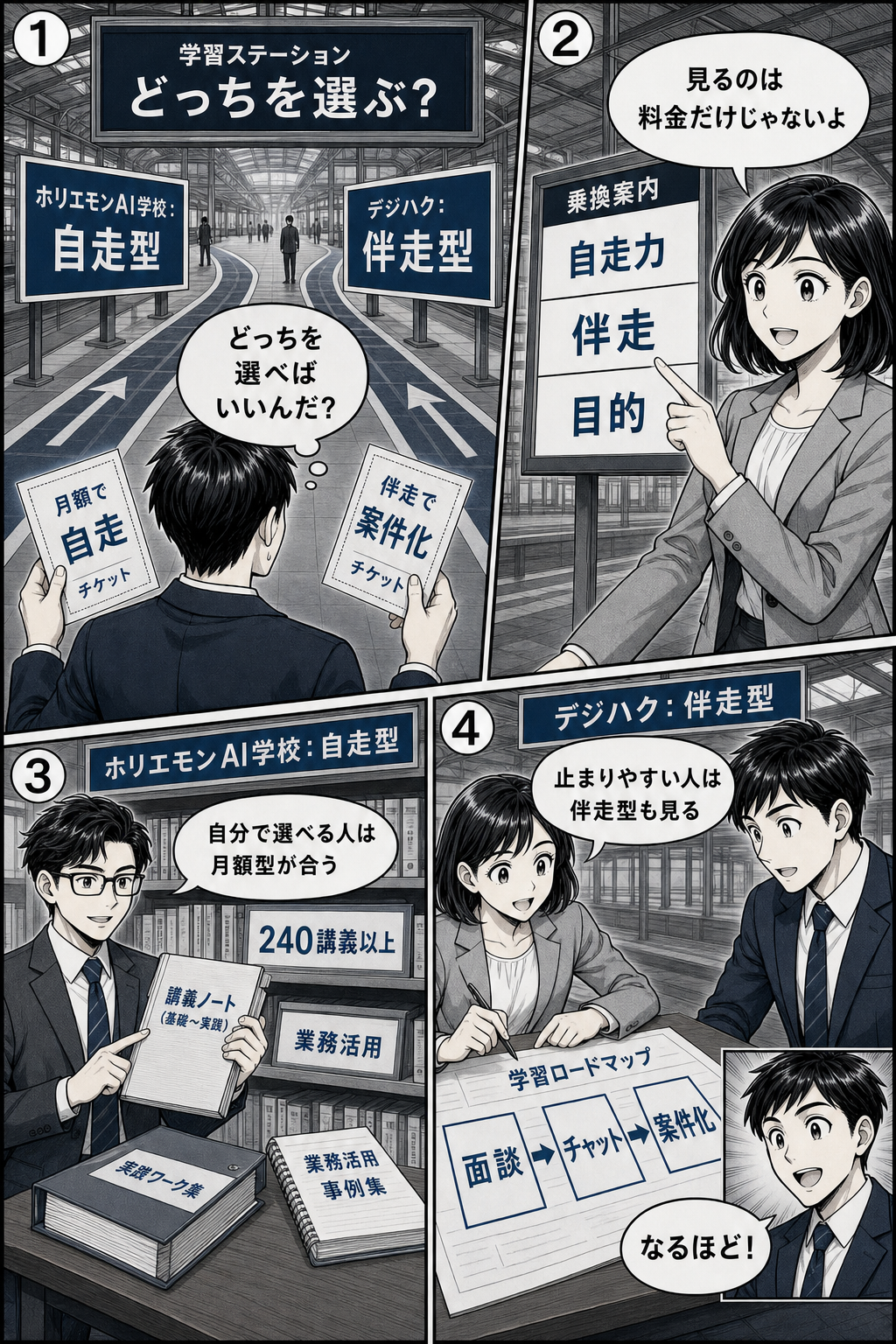 ホリエモンAI学校 vs デジハク生成AIコース